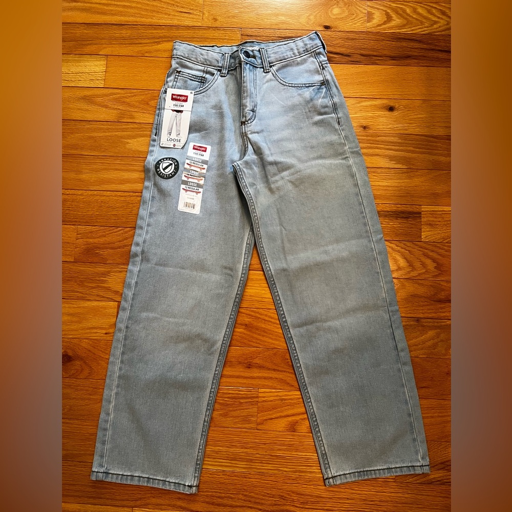 NEW boys Wrangler loose fit denim jeans sz 12 R skater adjustable waist